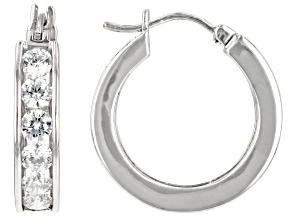 White Cubic Zirconia Rhodium Over Sterling Silver Hoops 3.25ctw