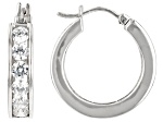 White Cubic Zirconia Rhodium Over Sterling Silver Hoops 3.25