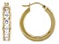 White Cubic Zirconia 18k Yellow Gold Over Sterling Silver Hoops
