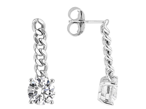 White Cubic Zirconia Platinum Over Sterling Silver Earrings 6.70ctw