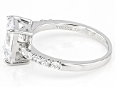 White Cubic Zirconia Rectangular Cushion Rhodium Over Sterling Silver Ring 4.35ctw