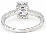 White Cubic Zirconia Oval Rhodium Over Sterling Silver Ring 3.85ctw