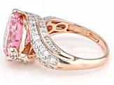 Pink And White Cubic Zirconia 18k Rose Gold Over Sterling Silver Ring 11.54ctw
