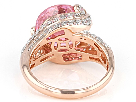 Pink And White Cubic Zirconia 18k Rose Gold Over Sterling Silver Ring 11.54ctw