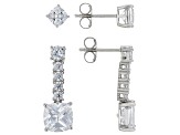 White Cubic Zirconia Rhodium Over Sterling Silver Earring Set 12.96ctw