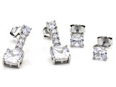 White Cubic Zirconia Rhodium Over Sterling Silver Earring Set 12.96ctw