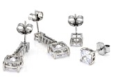 White Cubic Zirconia Rhodium Over Sterling Silver Earring Set 12.96ctw