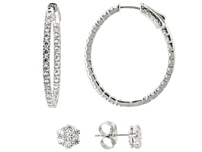 White Cubic Zirconia Rhodium Over Sterling Silver Earring Set 6.00ctw