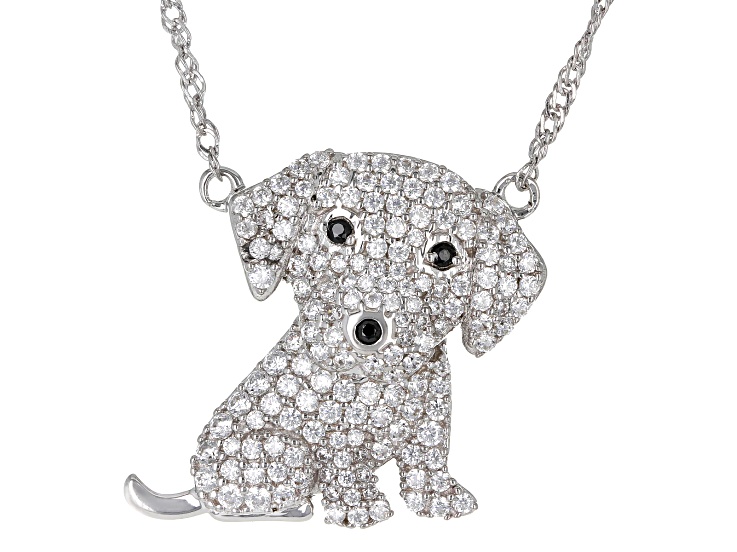 Black And White Cubic Zirconia Rhodium Over Sterling Silver