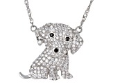 Black And White Cubic Zirconia Rhodium Over Sterling Silver Dog Necklace 2.62ctw