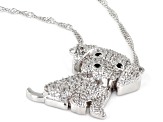 Black And White Cubic Zirconia Rhodium Over Sterling Silver Dog Necklace 2.62ctw