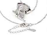 Black And White Cubic Zirconia Rhodium Over Sterling Silver Dog Necklace 2.62ctw