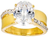 White Cubic Zirconia 18k Yellow Gold Over Sterling Silver Ring 7.80ctw