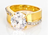 White Cubic Zirconia 18k Yellow Gold Over Sterling Silver Ring 7.80ctw