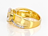 White Cubic Zirconia 18k Yellow Gold Over Sterling Silver Ring 7.80ctw