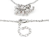 Black And White Cubic Zirconia Platinum Over Sterling Silver Elephant Pendant With Chain 2.09ctw