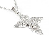 White Cubic Zirconia Platinum Over Sterling Silver Cross Pendant With Chain 0.96ctw