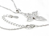 White Cubic Zirconia Platinum Over Sterling Silver Cross Pendant With Chain 0.96ctw