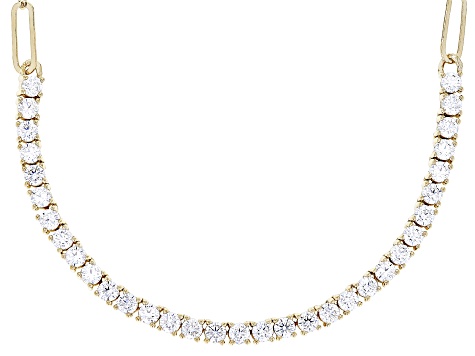 White Cubic Zirconia 18k Yellow Gold Over Sterling Silver Paperclip Necklace 7.96ctw