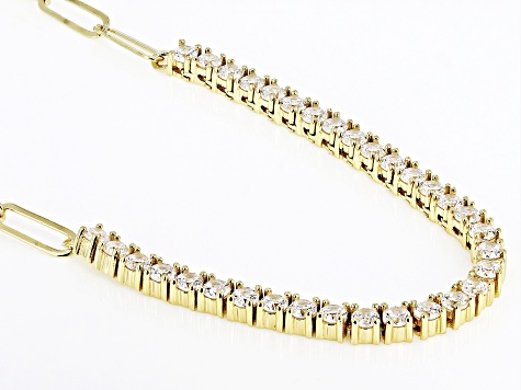White Cubic Zirconia 18k Yellow Gold Over Sterling Silver Paperclip Necklace 7.96ctw
