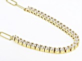 White Cubic Zirconia 18k Yellow Gold Over Sterling Silver Paperclip Necklace 7.96ctw