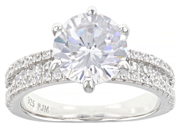 Picture of White Cubic Zirconia Rhodium Over Sterling Silver Ring 5.54ctw