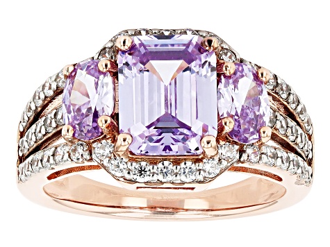 Lavender And White Cubic Zirconia 18k Rose Gold Over Sterling Silver Ring 6.59ctw