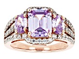 Lavender And White Cubic Zirconia 18k Rose Gold Over Sterling Silver Ring 6.59ctw