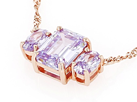 Lavender Cubic Zirconia 18k Rose Gold Over Sterling Silver Necklace 5.23ctw