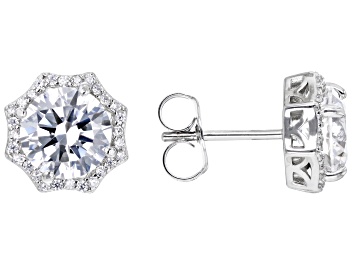 Picture of White Cubic Zirconia Rhodium Over Sterling Silver Earrings 7.42ctw