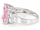 Pink And White Cubic Zirconia Rhodium Over Sterling Silver Ring 9.22ctw