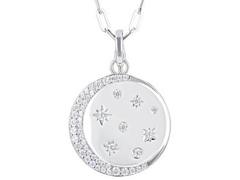 White Cubic Zirconia Platinum Over Sterling Silver Pendant 0.79ctw ...