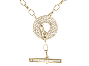 Picture of White Cubic Zirconia 18k Yellow Gold Over Sterling Silver Necklace 0.87ctw