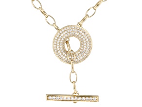 White Cubic Zirconia 18k Yellow Gold Over Sterling Silver Necklace 0.87ctw