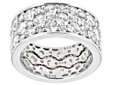 White Cubic Zirconia Platinum Over Sterling Silver Puzzle Ring Set 4.68ctw