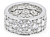 White Cubic Zirconia Platinum Over Sterling Silver Puzzle Ring Set 4.68ctw