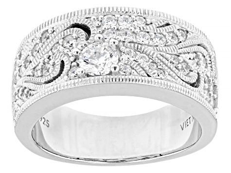 White Cubic Zirconia Platinum Over Sterling Silver Ring 0.74ctw