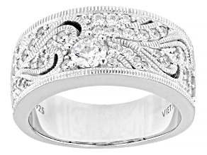 White Cubic Zirconia Platinum Over Sterling Silver Ring 0.74ctw