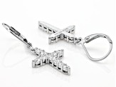 White Cubic Zirconia Platinum Over Sterling Silver Cross Earrings 0.88ctw