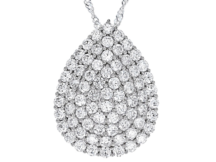 White Cubic Zirconia Rhodium Over Sterling Silver Pendant With Chain 5.60ctw