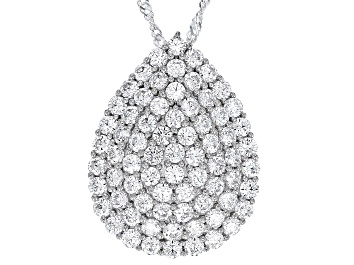 Picture of White Cubic Zirconia Rhodium Over Sterling Silver Pendant With Chain 5.60ctw