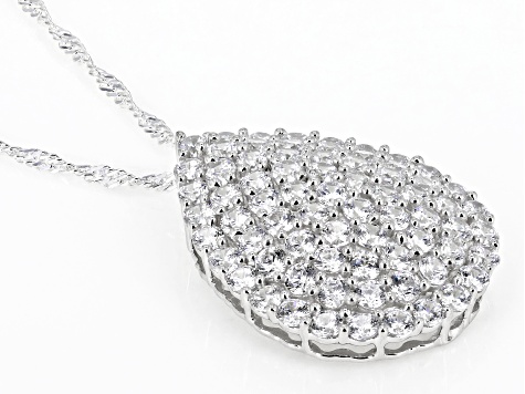 White Cubic Zirconia Rhodium Over Sterling Silver Pendant With Chain 5.60ctw