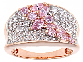 Pink And White Cubic Zirconia 18K Rose Gold Over Sterling Silver Ring 3.06ctw