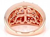 Pink And White Cubic Zirconia 18K Rose Gold Over Sterling Silver Ring 3.06ctw