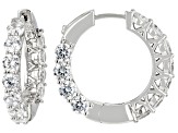White Cubic Zirconia Platinum Over Sterling Silver Hoops 8.91ctw