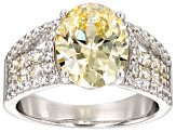 Canary And White Cubic Zirconia Rhodium Over Sterling Silver Ring 7.64ctw