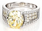 Canary And White Cubic Zirconia Rhodium Over Sterling Silver Ring 7.64ctw