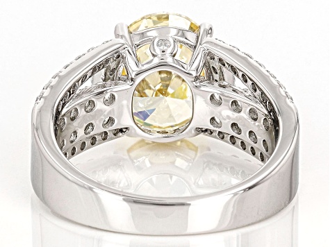 Canary And White Cubic Zirconia Rhodium Over Sterling Silver Ring 7.64ctw