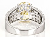 Canary And White Cubic Zirconia Rhodium Over Sterling Silver Ring 7.64ctw