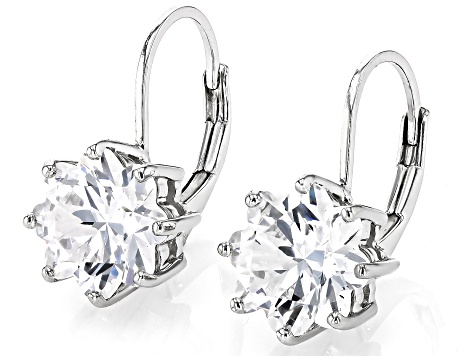 White Cubic Zirconia Rhodium Over Sterling Silver Flower Earrings 3.66ctw